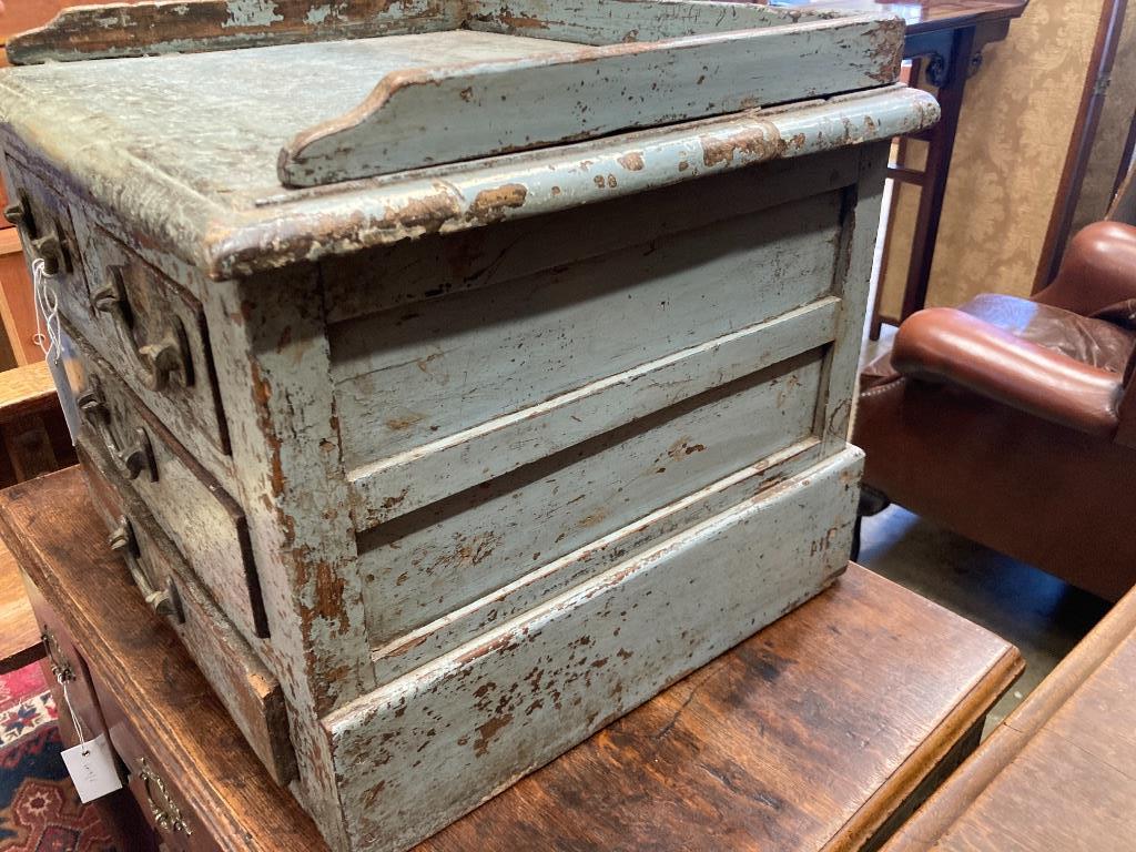 A small Indonesian painted hardwood four drawer chest, width 51cm, depth 45cm, height 41cm